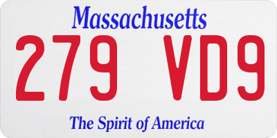 MA license plate 279VD9