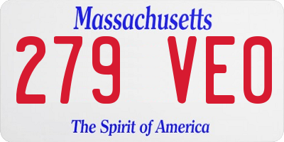 MA license plate 279VE0