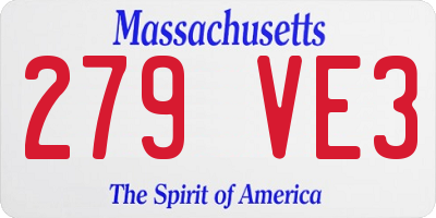 MA license plate 279VE3