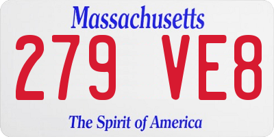 MA license plate 279VE8
