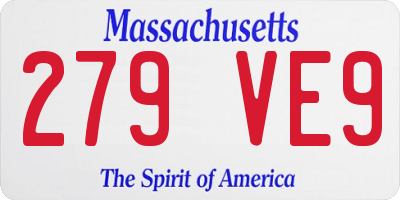 MA license plate 279VE9