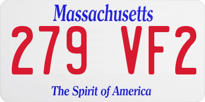 MA license plate 279VF2