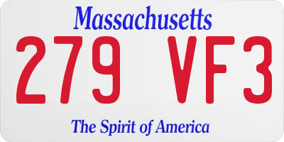 MA license plate 279VF3