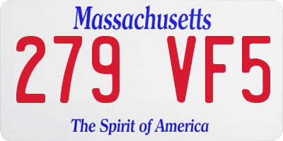 MA license plate 279VF5