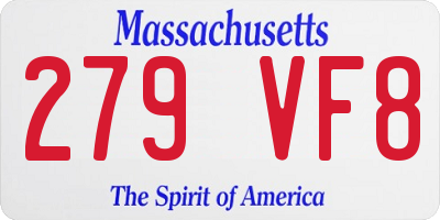 MA license plate 279VF8