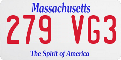 MA license plate 279VG3