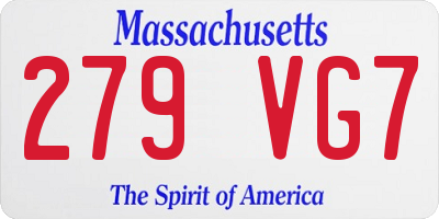 MA license plate 279VG7