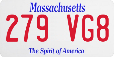 MA license plate 279VG8