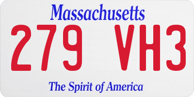 MA license plate 279VH3