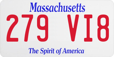 MA license plate 279VI8