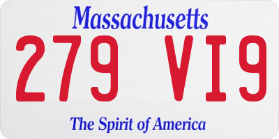 MA license plate 279VI9