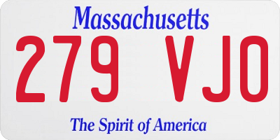 MA license plate 279VJ0