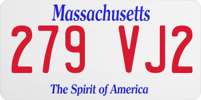 MA license plate 279VJ2