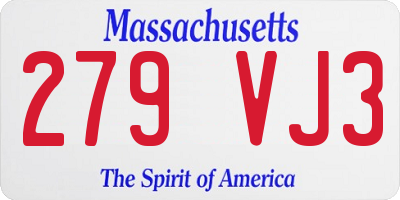 MA license plate 279VJ3