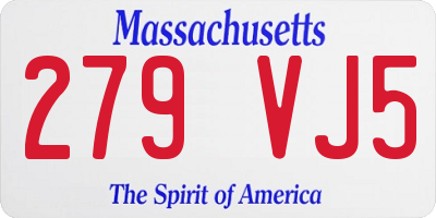 MA license plate 279VJ5