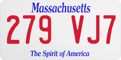 MA license plate 279VJ7