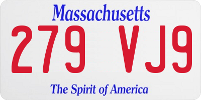 MA license plate 279VJ9