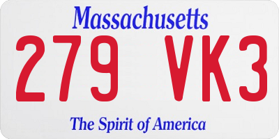 MA license plate 279VK3