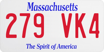 MA license plate 279VK4