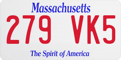 MA license plate 279VK5