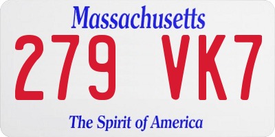 MA license plate 279VK7