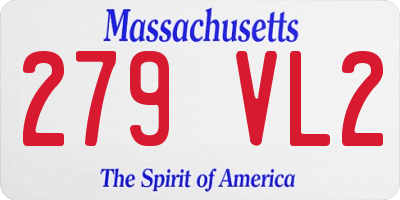 MA license plate 279VL2
