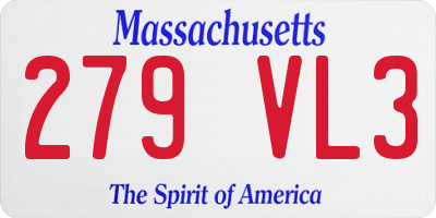 MA license plate 279VL3
