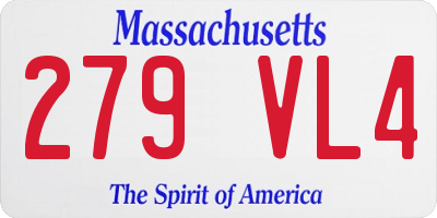 MA license plate 279VL4