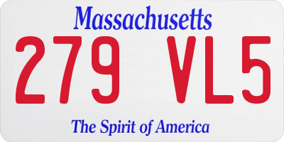 MA license plate 279VL5