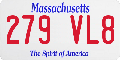 MA license plate 279VL8