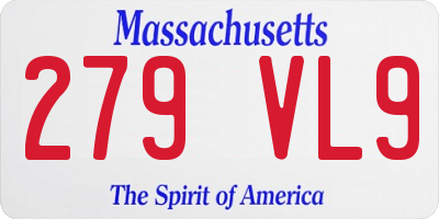 MA license plate 279VL9