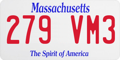 MA license plate 279VM3