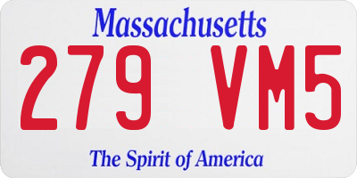 MA license plate 279VM5