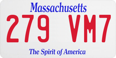 MA license plate 279VM7