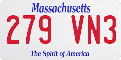 MA license plate 279VN3