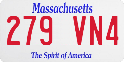 MA license plate 279VN4