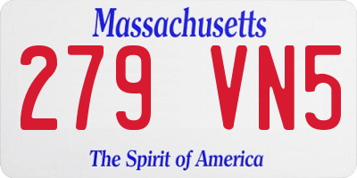 MA license plate 279VN5