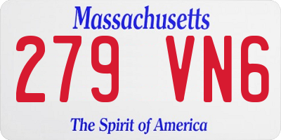 MA license plate 279VN6