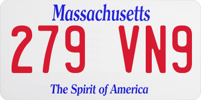 MA license plate 279VN9