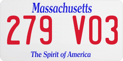 MA license plate 279VO3