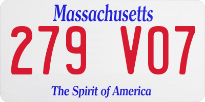 MA license plate 279VO7