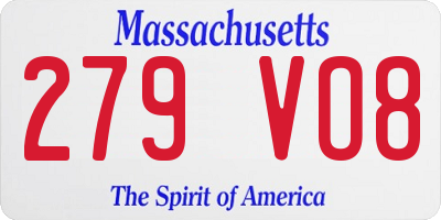 MA license plate 279VO8