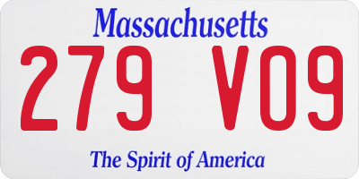 MA license plate 279VO9