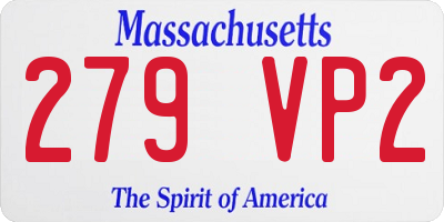 MA license plate 279VP2