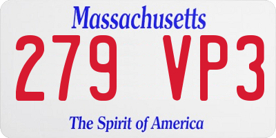MA license plate 279VP3