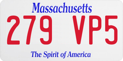 MA license plate 279VP5