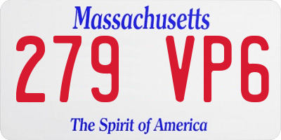 MA license plate 279VP6