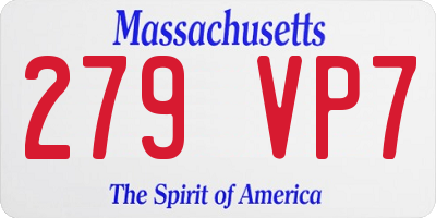 MA license plate 279VP7