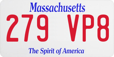 MA license plate 279VP8