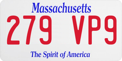 MA license plate 279VP9
